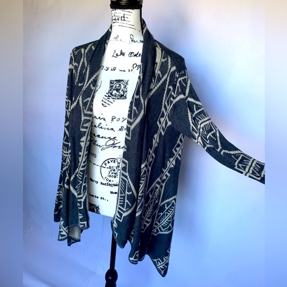 Wet Seal Tribal Aztec Blue & Tan Open Front Cardigan large - Picture 2 of 16